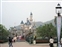 Sleeping Beauty Castle with promo banner on lamppost